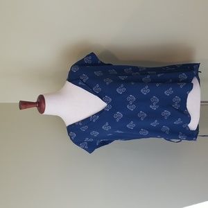 Madewell Sleevless Blue Shirt With Cream Design Size XSmall